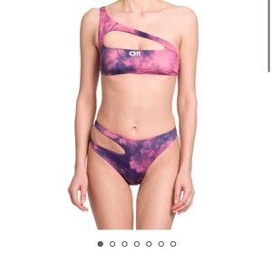Off-White Pink and Purple Tie Dye Cutout Bikini New No Tags